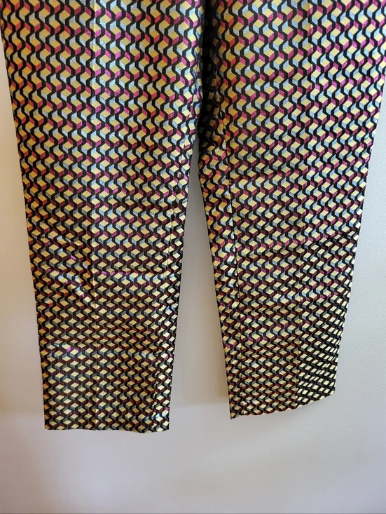 Anthropologie Essential Slim Geometric Jacquard Pants Size 14 Tall NWT - Picture 5 of 12